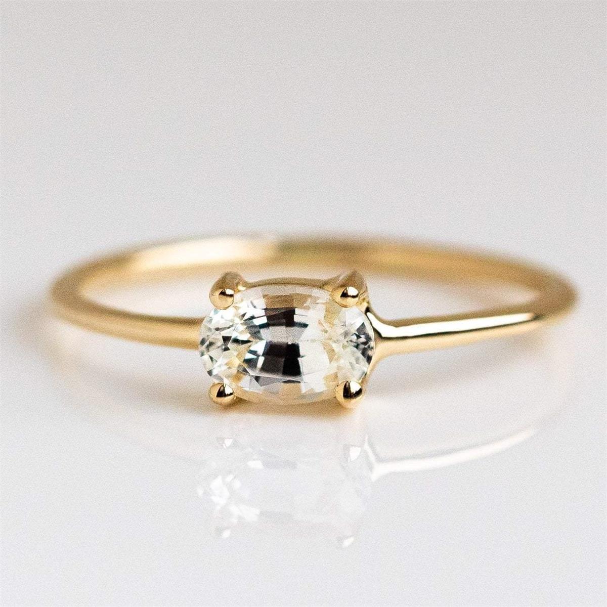 European And American Color Rhinestone Zircon Ring Brass Gold Plated