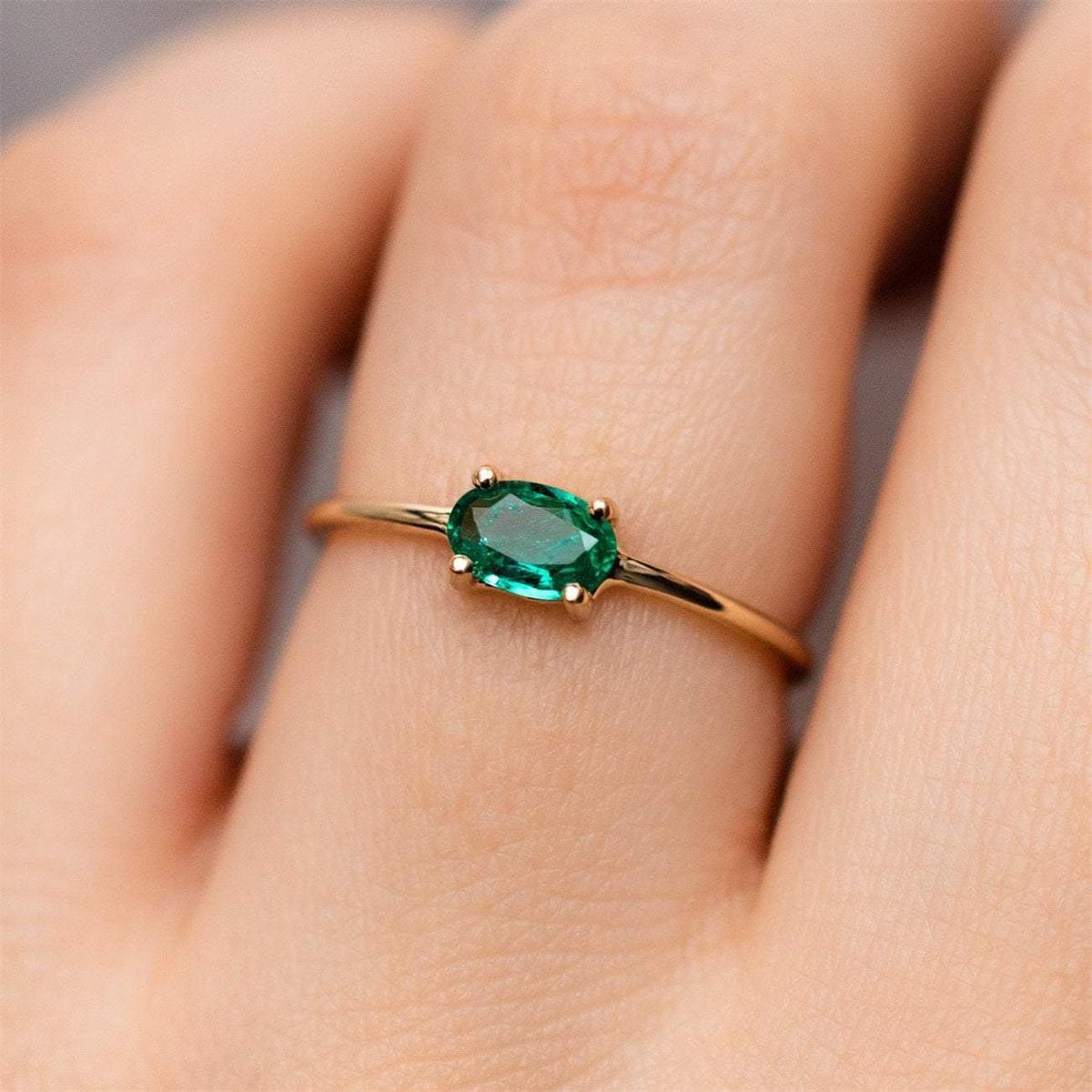 European And American Color Rhinestone Zircon Ring Brass Gold Plated