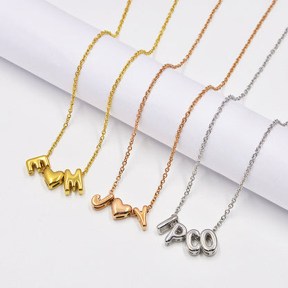 26 Bubble Letters Love Heart Necklace