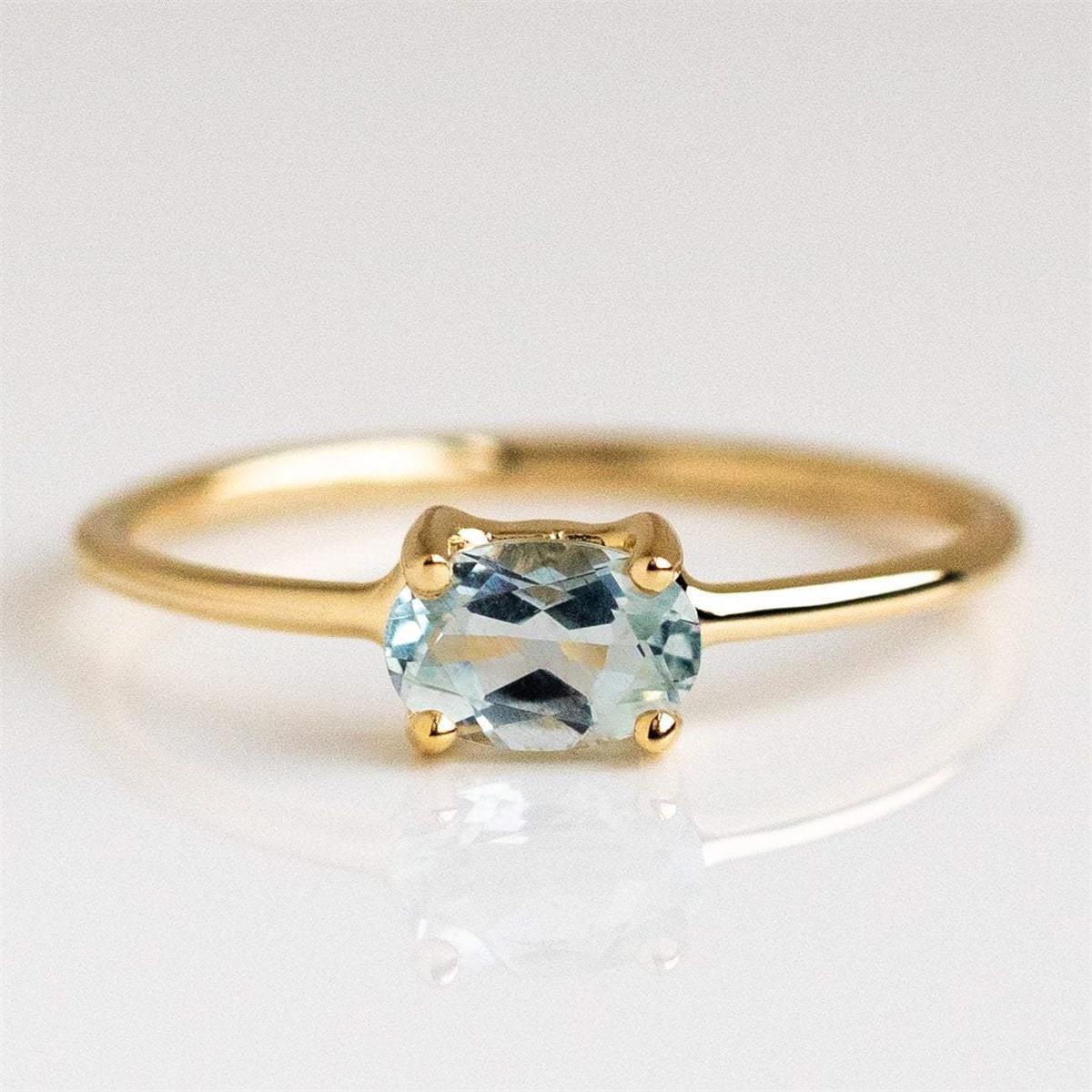 European And American Color Rhinestone Zircon Ring Brass Gold Plated