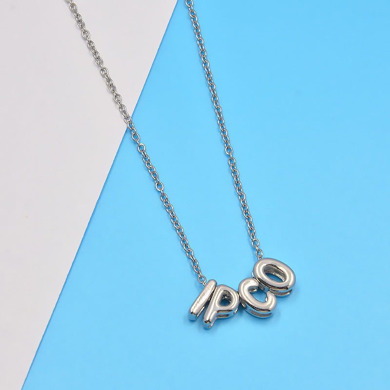 26 Bubble Letters Love Heart Necklace