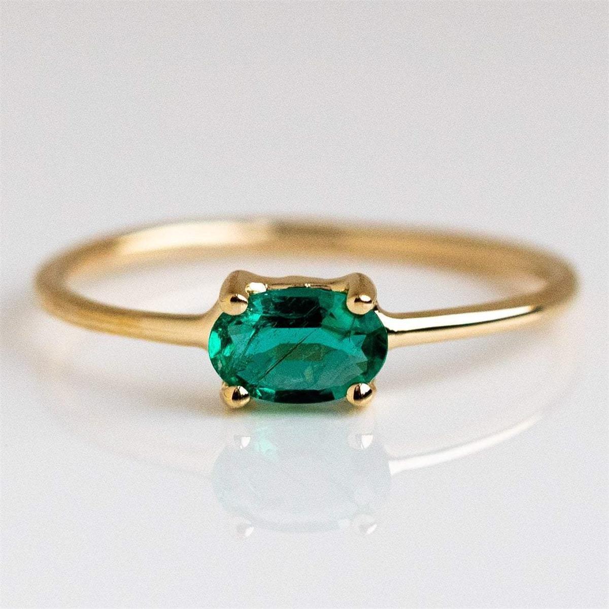European And American Color Rhinestone Zircon Ring Brass Gold Plated