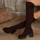 Chic Leopard Over-The-Knee Suede Boots with Lace-Up Detail and Chunky Heels - Winter Must-Have