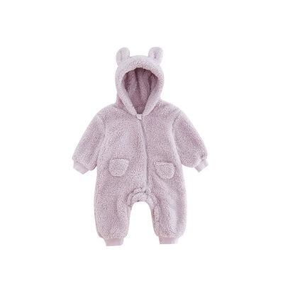 0-2Y Warm Fleece Baby Rompers – Adorable Animal Design for Boys & Girls