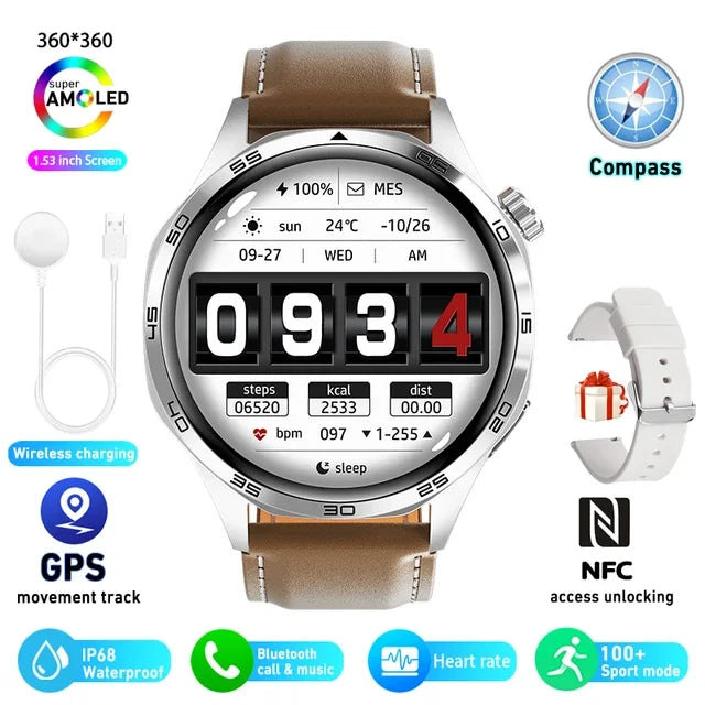 Montre Connectée HUAWEI GT5 Pro GPS NFC - Écran AMOLED 360x360, Appels Bluetooth, Suivi Cardiaque, Étanche IP67 - Smartwatch Homme 2024
