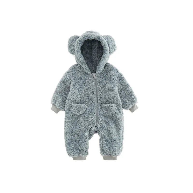 0-2Y Warm Fleece Baby Rompers – Adorable Animal Design for Boys & Girls