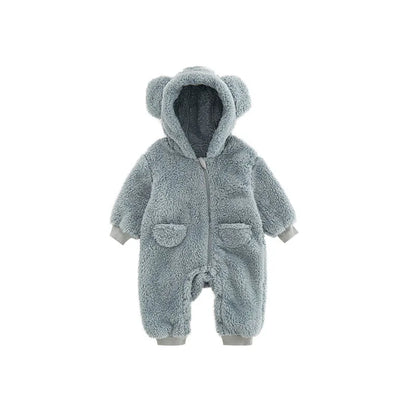 0-2Y Warm Fleece Baby Rompers – Adorable Animal Design for Boys & Girls