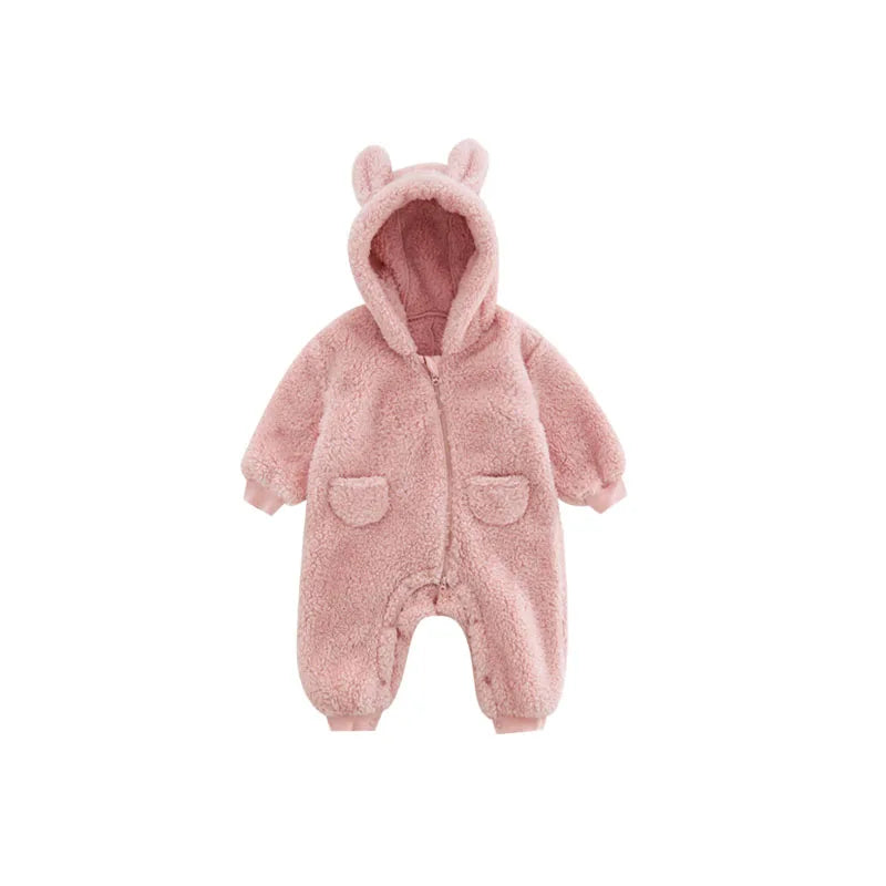 0-2Y Warm Fleece Baby Rompers – Adorable Animal Design for Boys & Girls