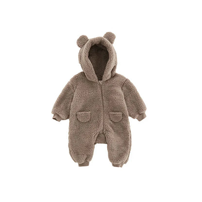 0-2Y Warm Fleece Baby Rompers – Adorable Animal Design for Boys & Girls