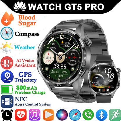 Montre Connectée HUAWEI GT5 Pro GPS NFC - Écran AMOLED 360x360, Appels Bluetooth, Suivi Cardiaque, Étanche IP67 - Smartwatch Homme 2024