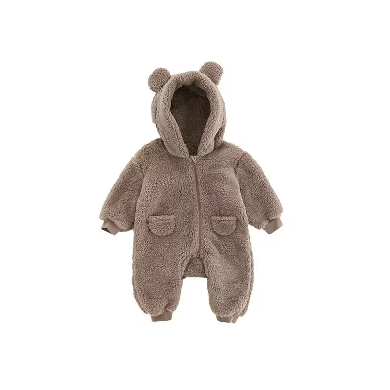 0-2Y Warm Fleece Baby Rompers – Adorable Animal Design for Boys & Girls