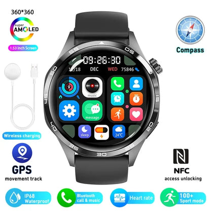 Montre Connectée HUAWEI GT5 Pro GPS NFC - Écran AMOLED 360x360, Appels Bluetooth, Suivi Cardiaque, Étanche IP67 - Smartwatch Homme 2024