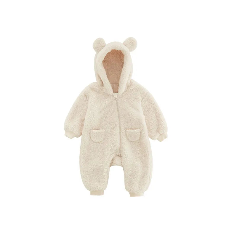 0-2Y Warm Fleece Baby Rompers – Adorable Animal Design for Boys & Girls