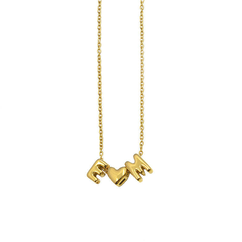 26 Bubble Letters Love Heart Necklace